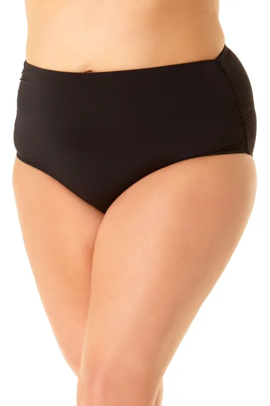 Anne Cole Plus - Convertible High Waist Shirred Swim Bottom sold by Anne Cole