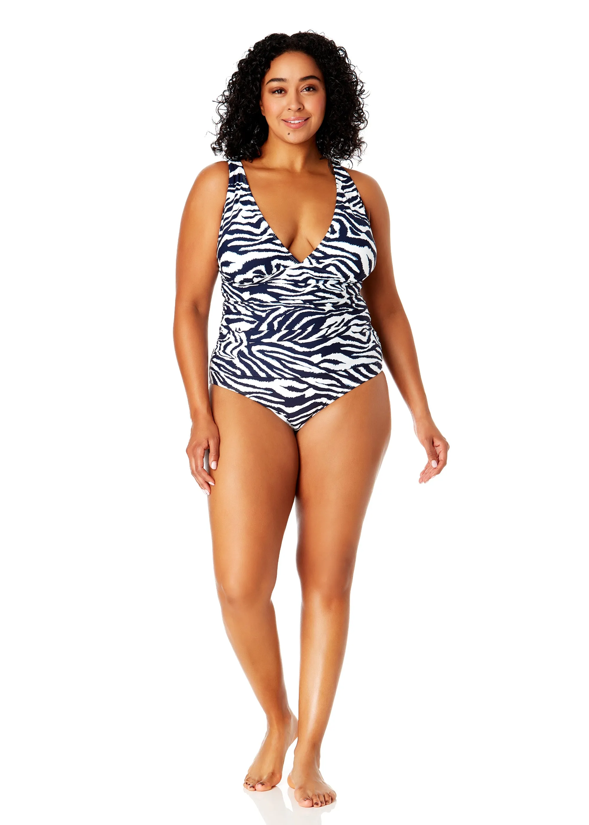 Women's Plus Size Zebra Shadow Soft Band Shirred One Piece Swimsuit sold by Anne Cole product image thumbnail 3
