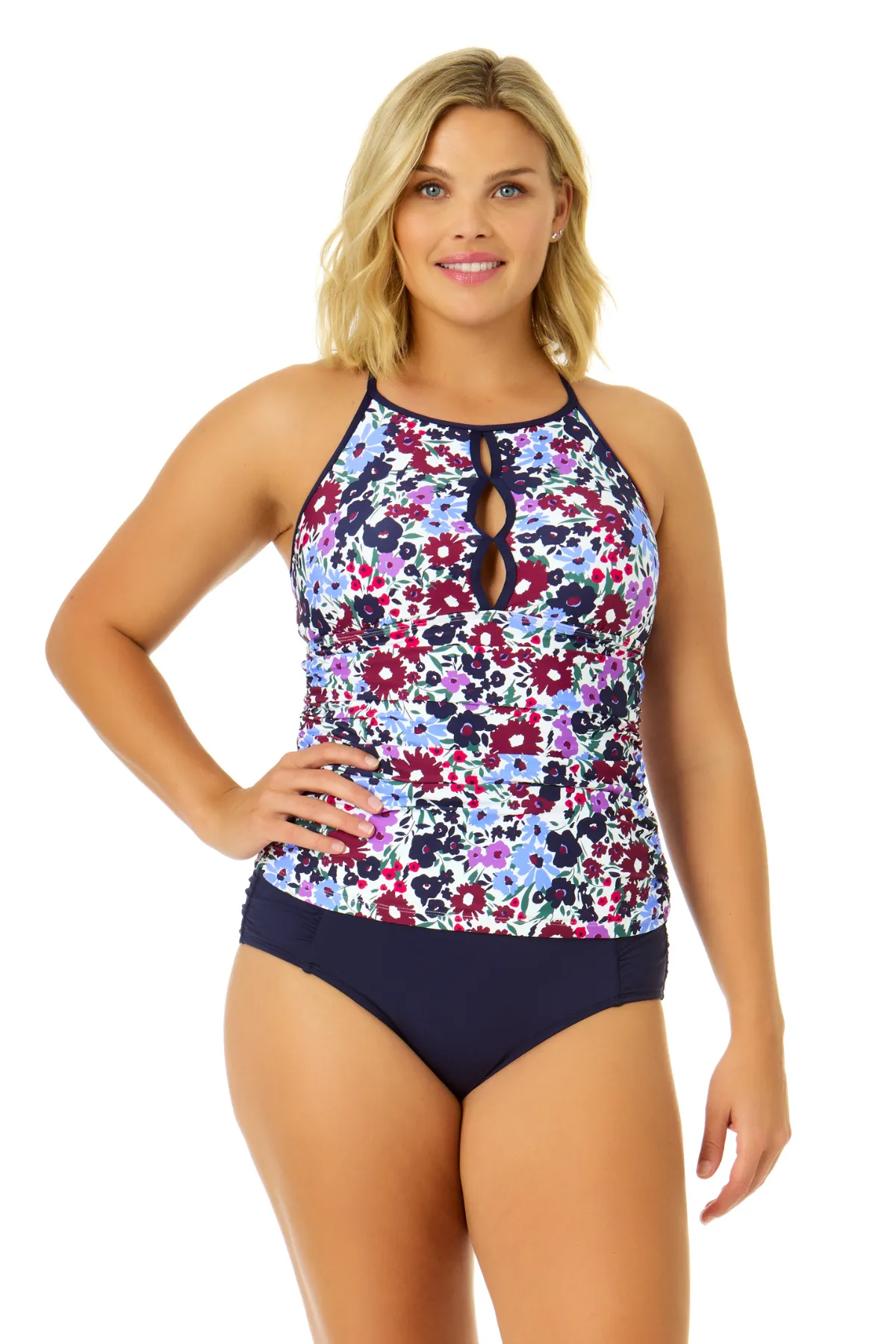 Women's Meadow Bouquet Cut-Out Boat Neck Tankini Swim Top sold by Anne Cole