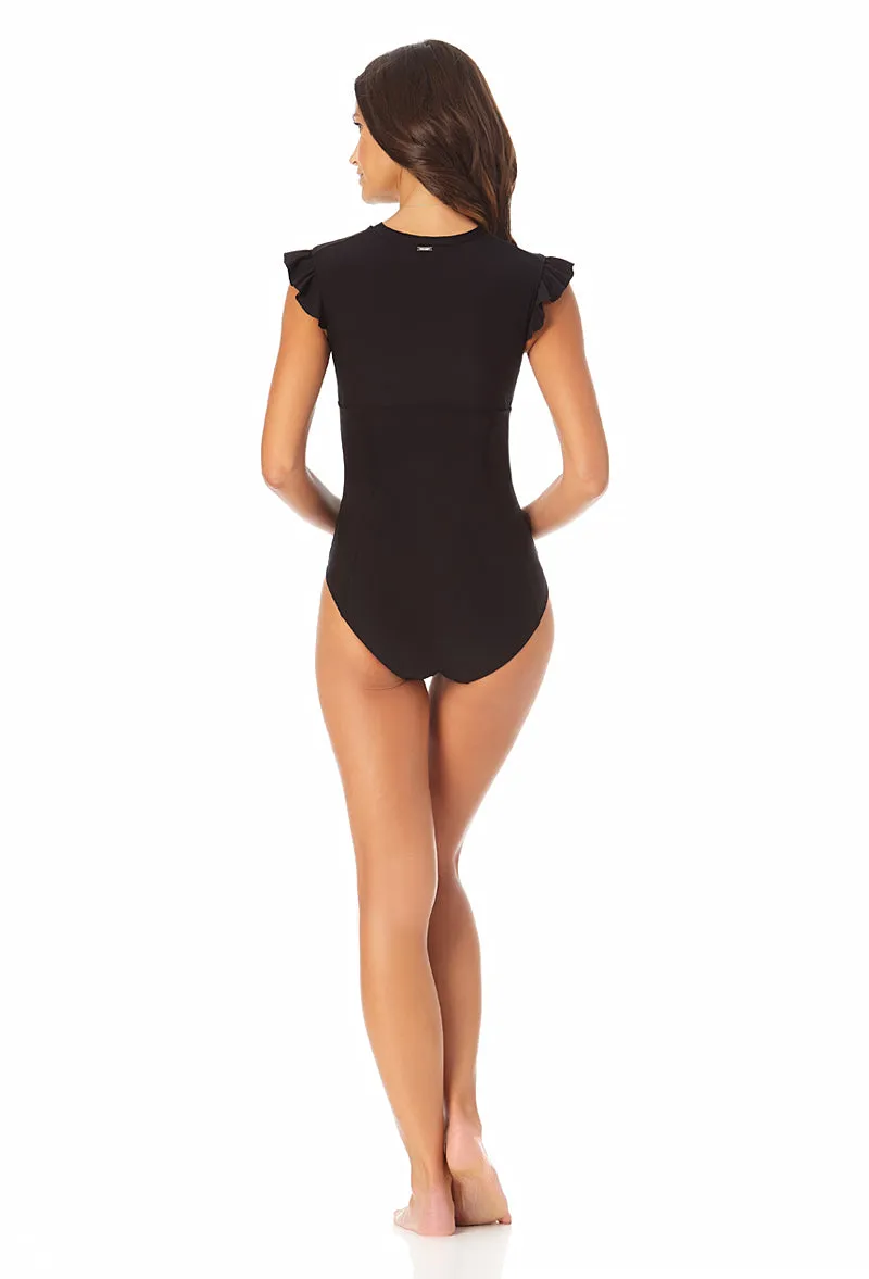 Anne Cole - Women's Flutter Sleeve Zip Up Rash Guard One Piece Swimsuit sold by Anne Cole product image thumbnail 4