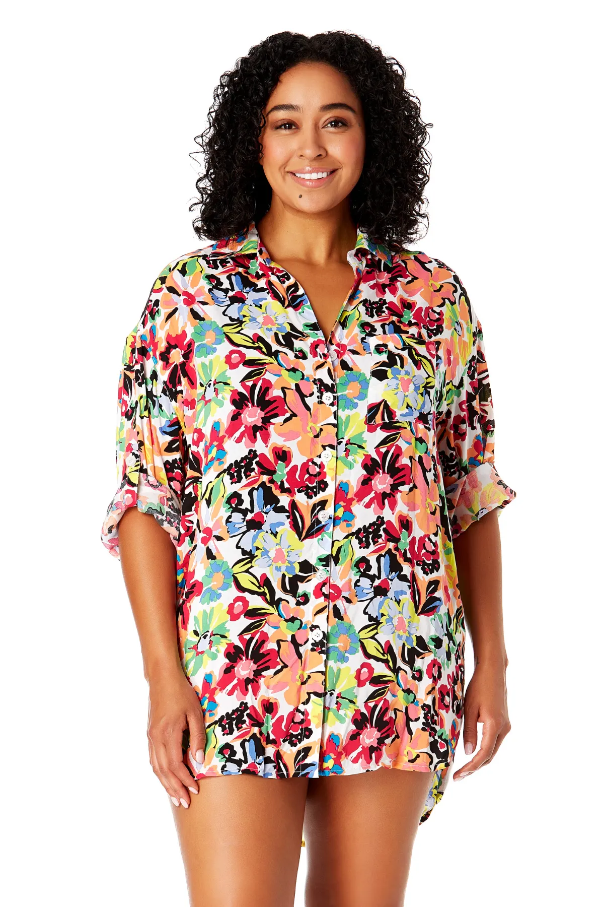 Women's Plus Size Sun Blossom Button Down Shirt Swimsuit Cover Up sold by Anne Cole