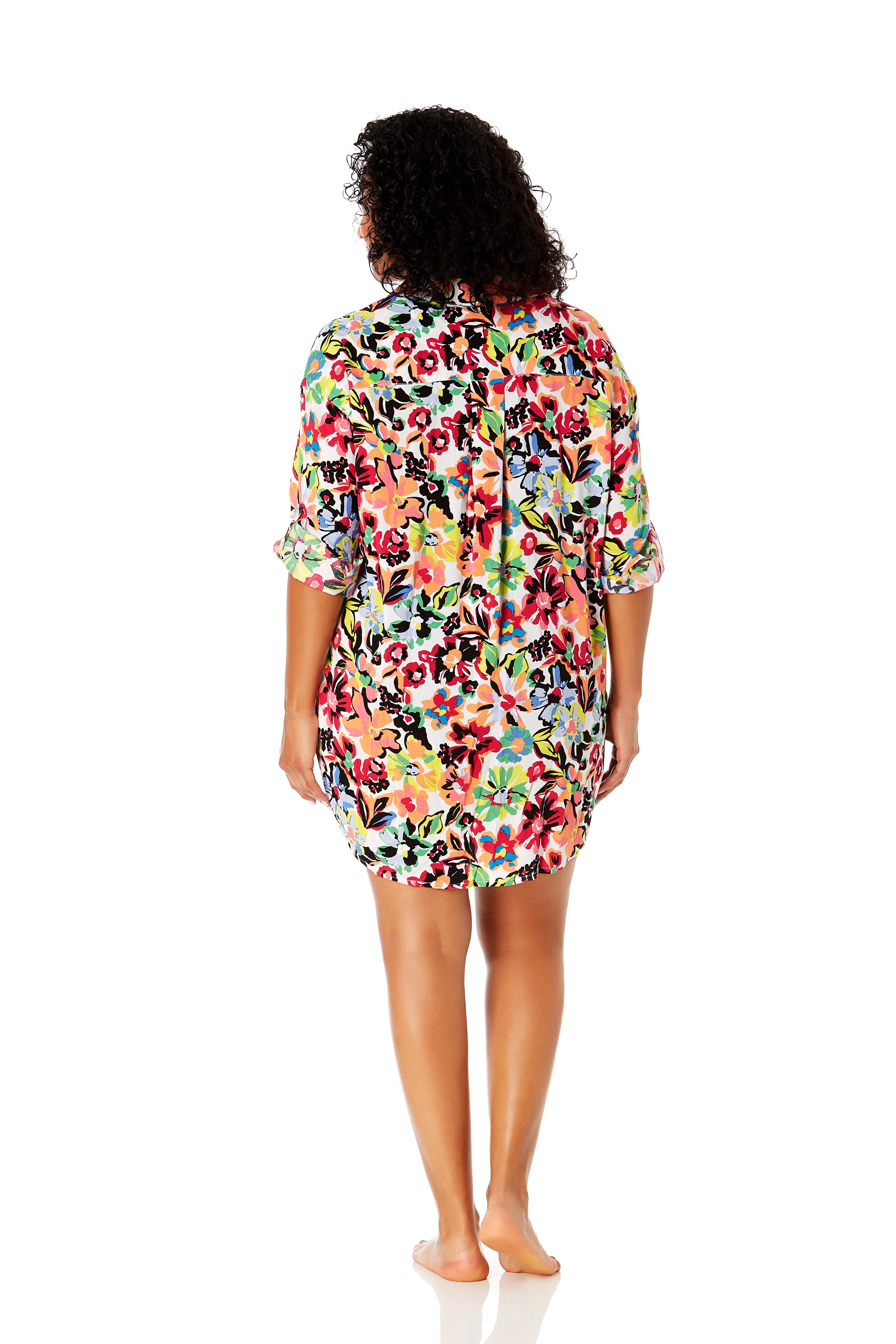 Women's Plus Size Sun Blossom Button Down Shirt Swimsuit Cover Up sold by Anne Cole product image thumbnail 4