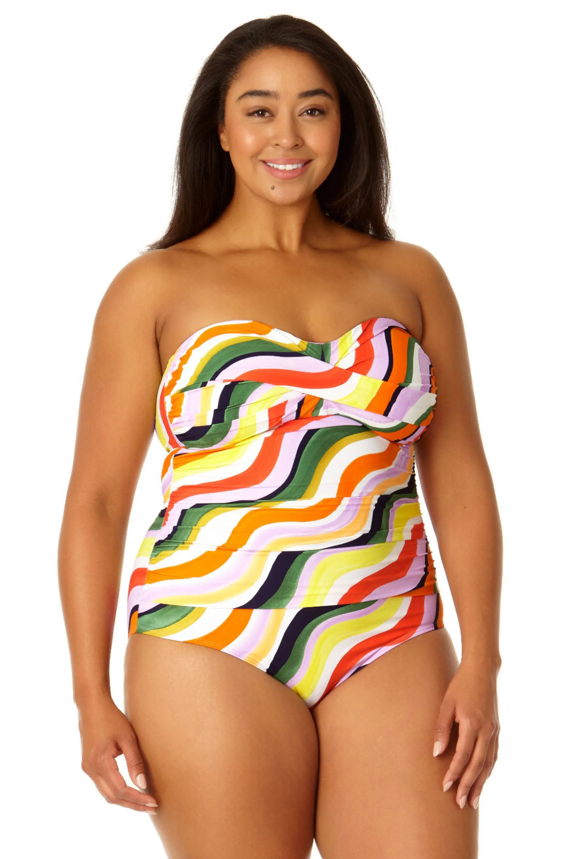 Anne Cole Plus - Women's Twist Front Shirred One Piece Swimsuit sold by Anne Cole
