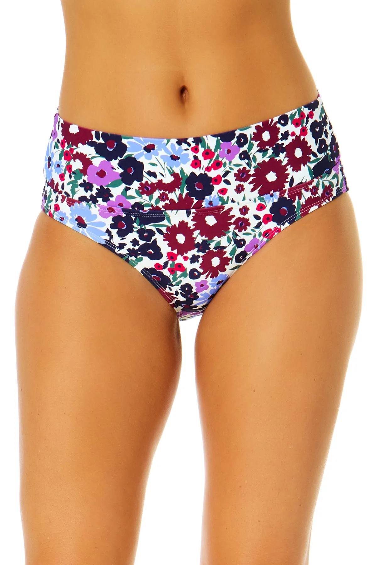 Women's Meadow Bouquet Soft Band Mid Rise Bikini Swim Bottom sold by Anne Cole