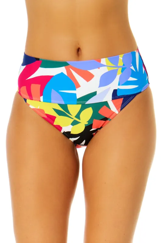 Women's Tropic Stamp Banded Mid Rise Bikini Swim Bottom sold by Anne Cole