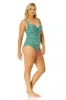 Women's Green Gingham Retro Twist Front Shirred One Piece Swimsuit sold by Anne Cole