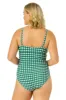 Women's Green Gingham Retro Twist Front Shirred One Piece Swimsuit sold by Anne Cole