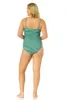 Women's Green Gingham Retro Twist Front Shirred One Piece Swimsuit sold by Anne Cole