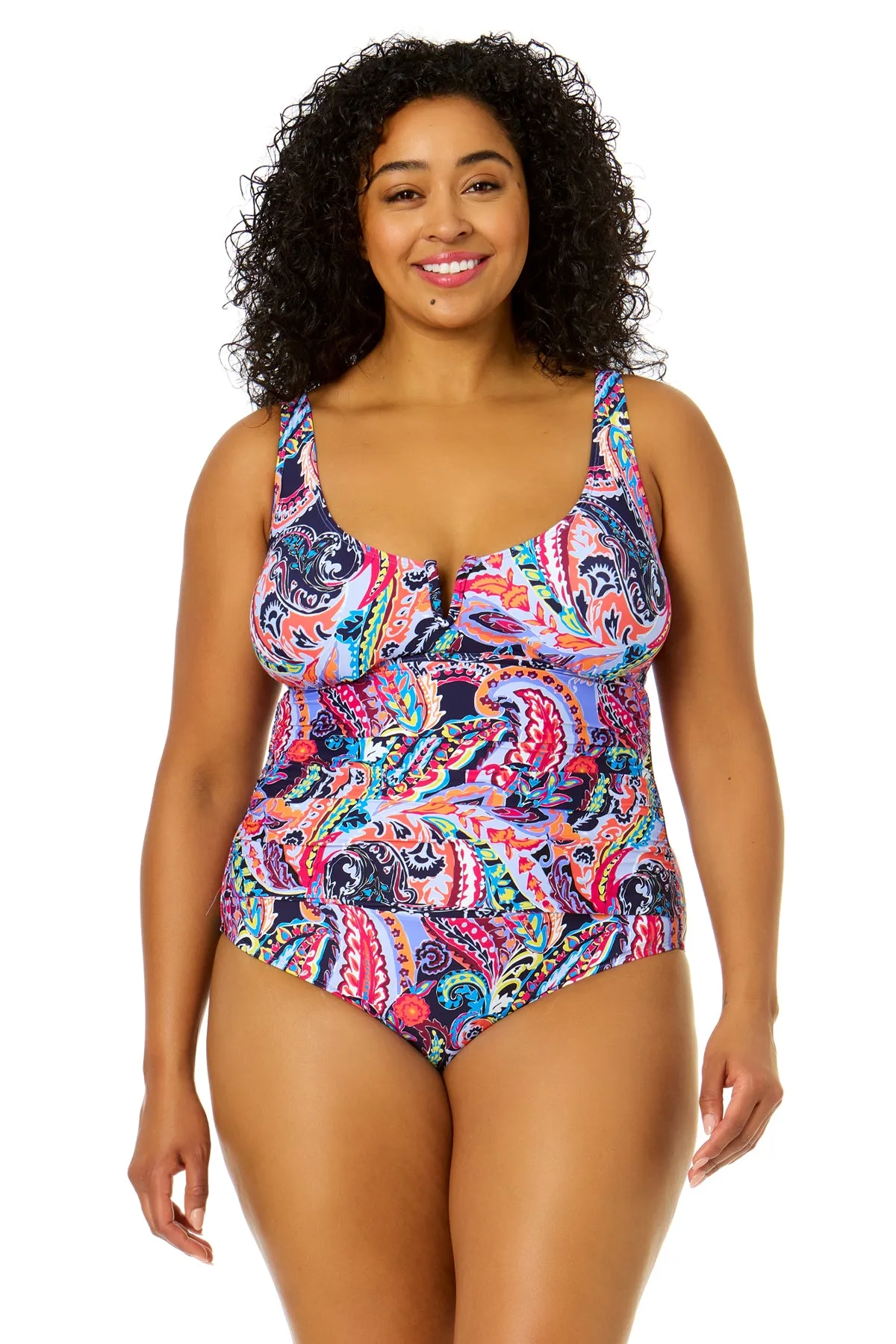 Women's Plus Size Paisley Parade V-Wire One Piece Swimsuit sold by Anne Cole