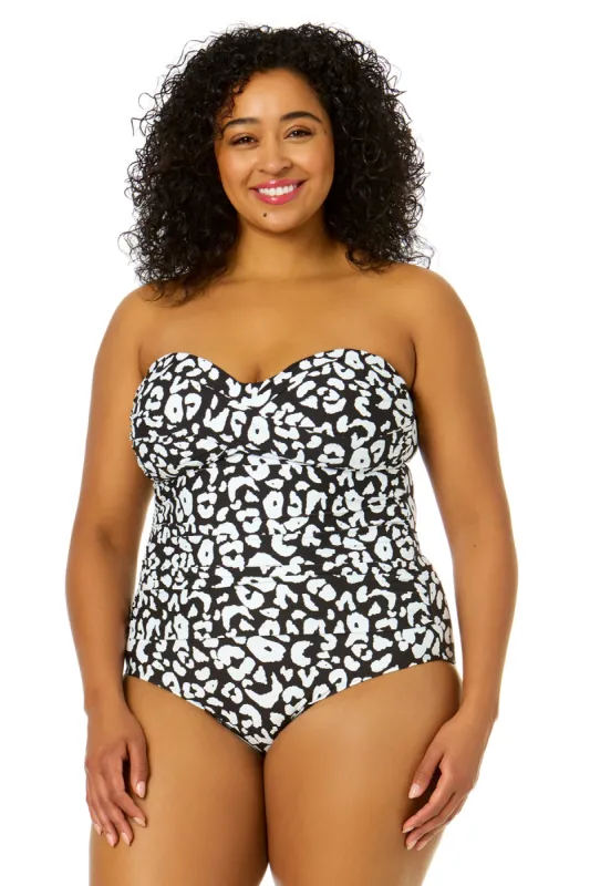 Women's Plus Size Wild Cat Twist Front Shirred One Piece Swimsuit sold by Anne Cole