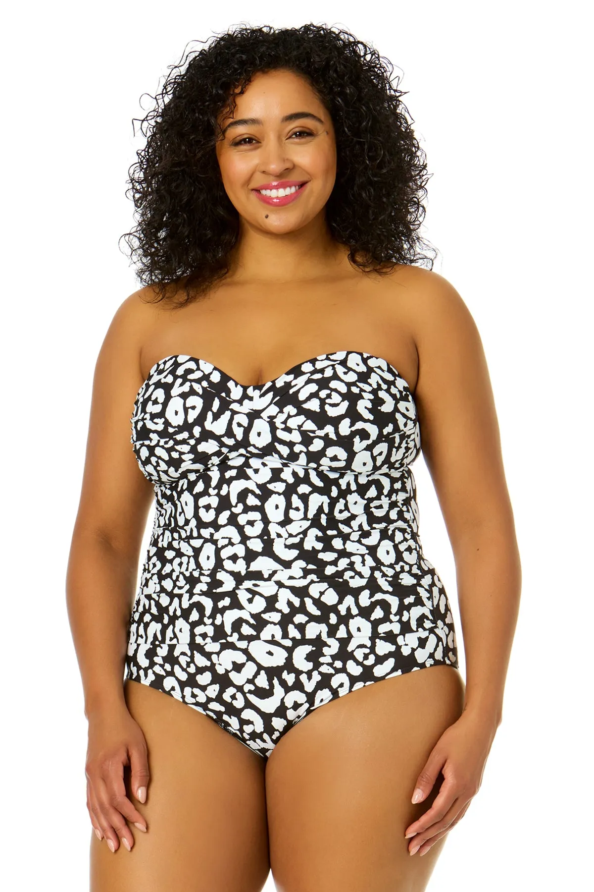 Women's Plus Size Wild Cat Twist Front Shirred One Piece Swimsuit sold by Anne Cole