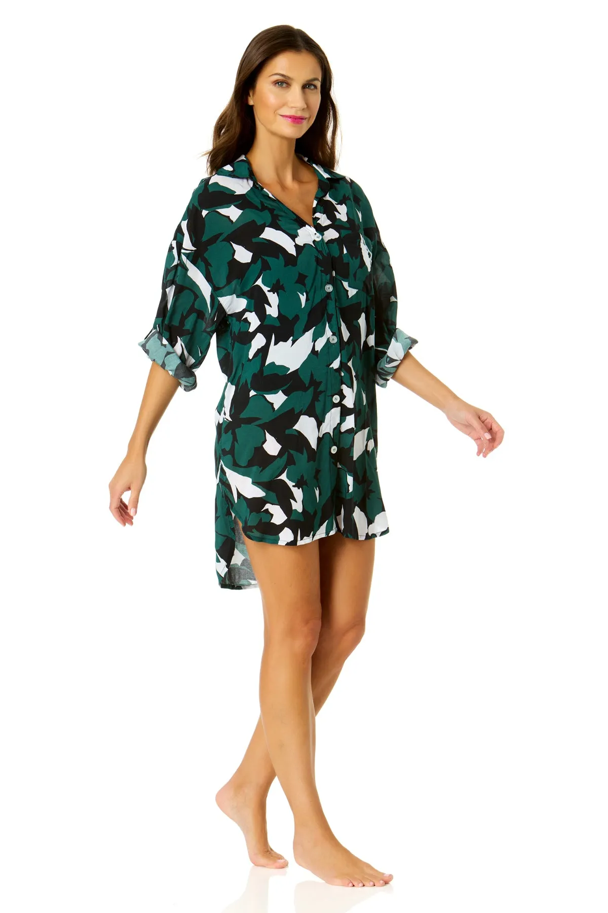 Women's Desert Bloom Button Down Shirt Swimsuit Cover Up sold by Anne Cole product image thumbnail 3