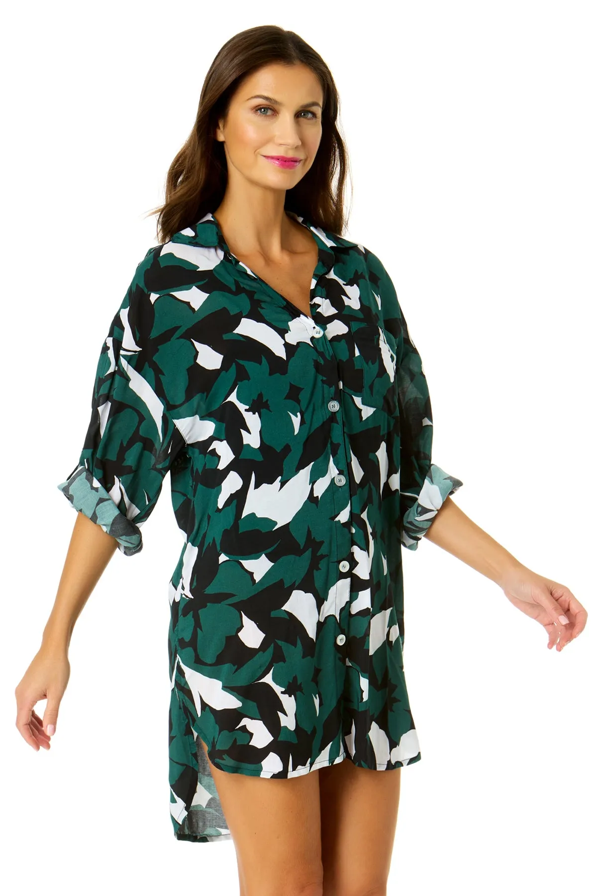 Women's Desert Bloom Button Down Shirt Swimsuit Cover Up sold by Anne Cole product image thumbnail 5