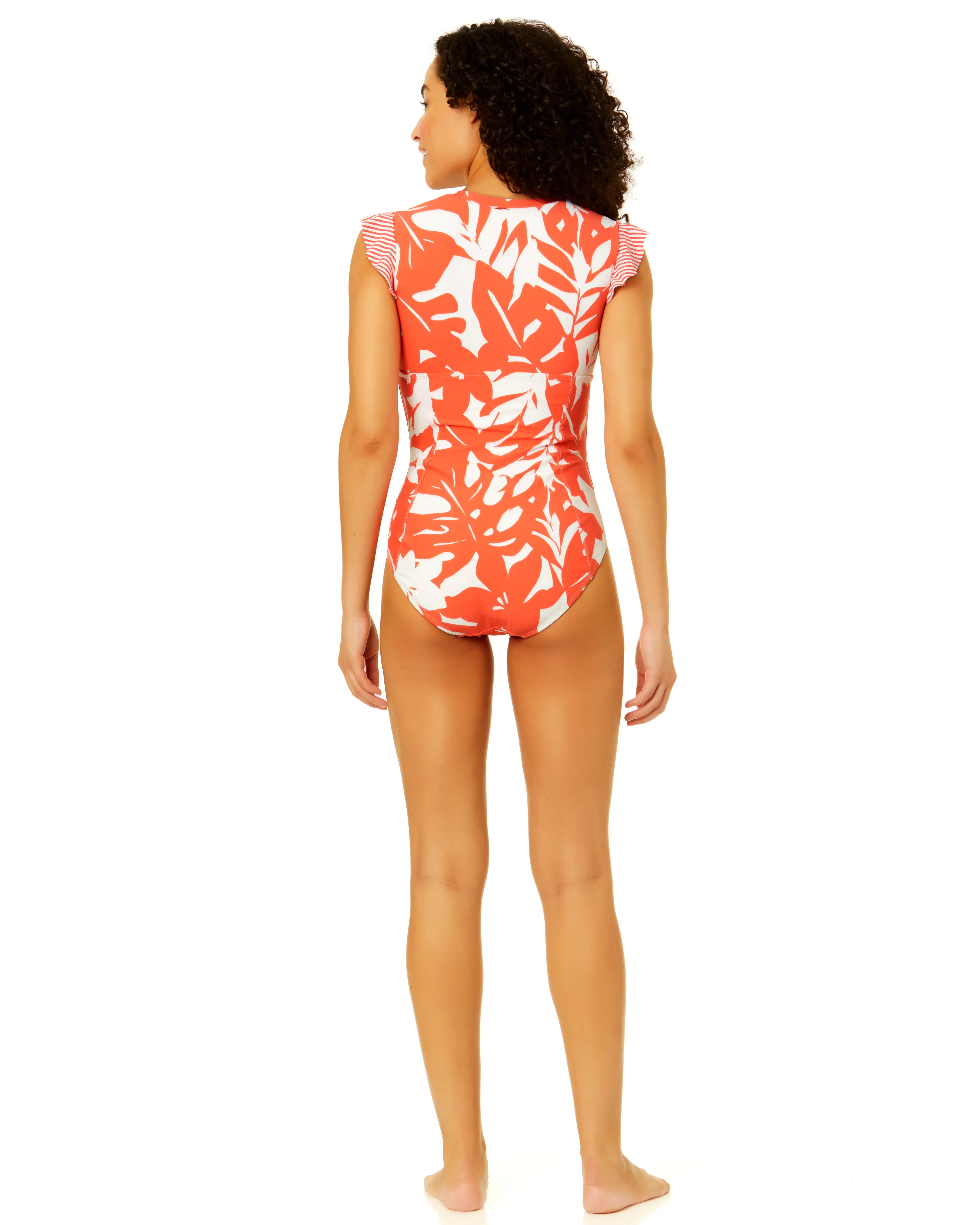 Anne Cole - Flutter Sleeve Zip Up Rash Guard One Piece Swimsuit sold by Anne Cole product image thumbnail 4