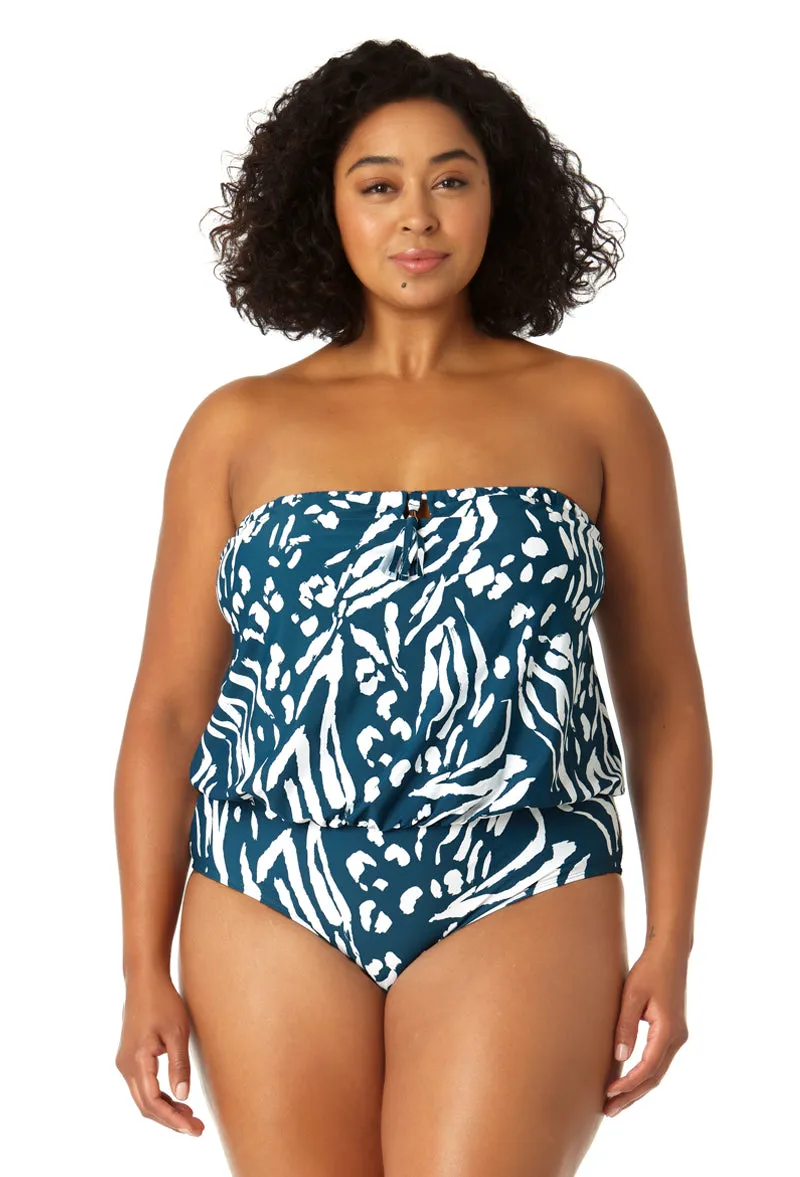 Anne Cole Plus - Women's Strapless Blouson Keyhole One Piece Swimsuit sold by Anne Cole product image thumbnail 3