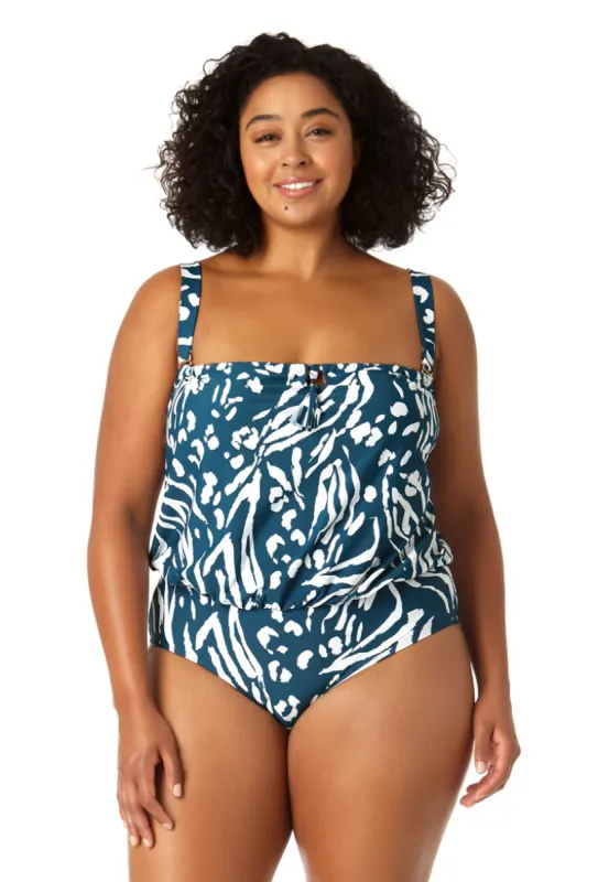 Anne Cole Plus - Women's Strapless Blouson Keyhole One Piece Swimsuit sold by Anne Cole
