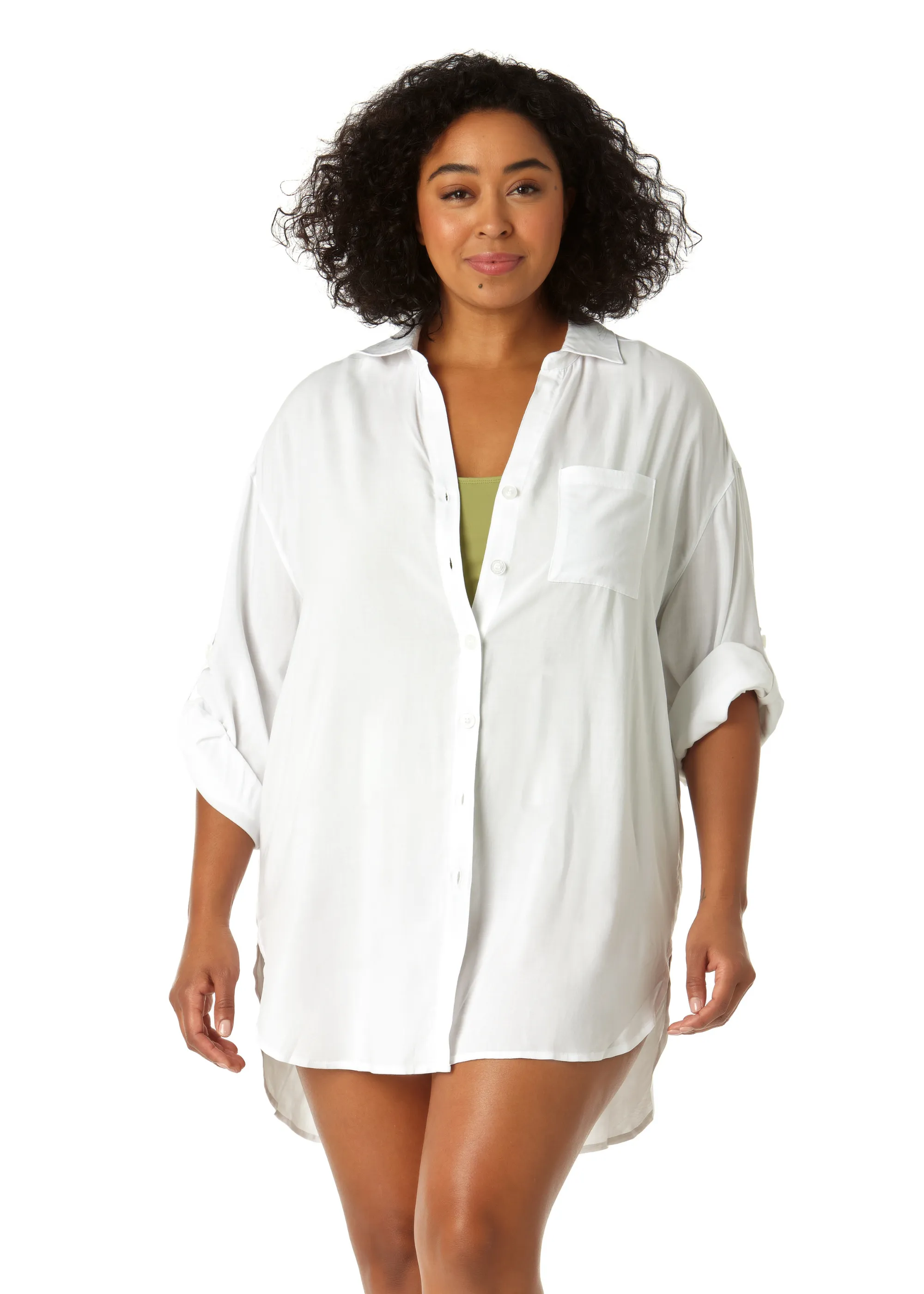 Women's Plus Size Live In Color Button Down Shirt Swimsuit Cover Up sold by Anne Cole