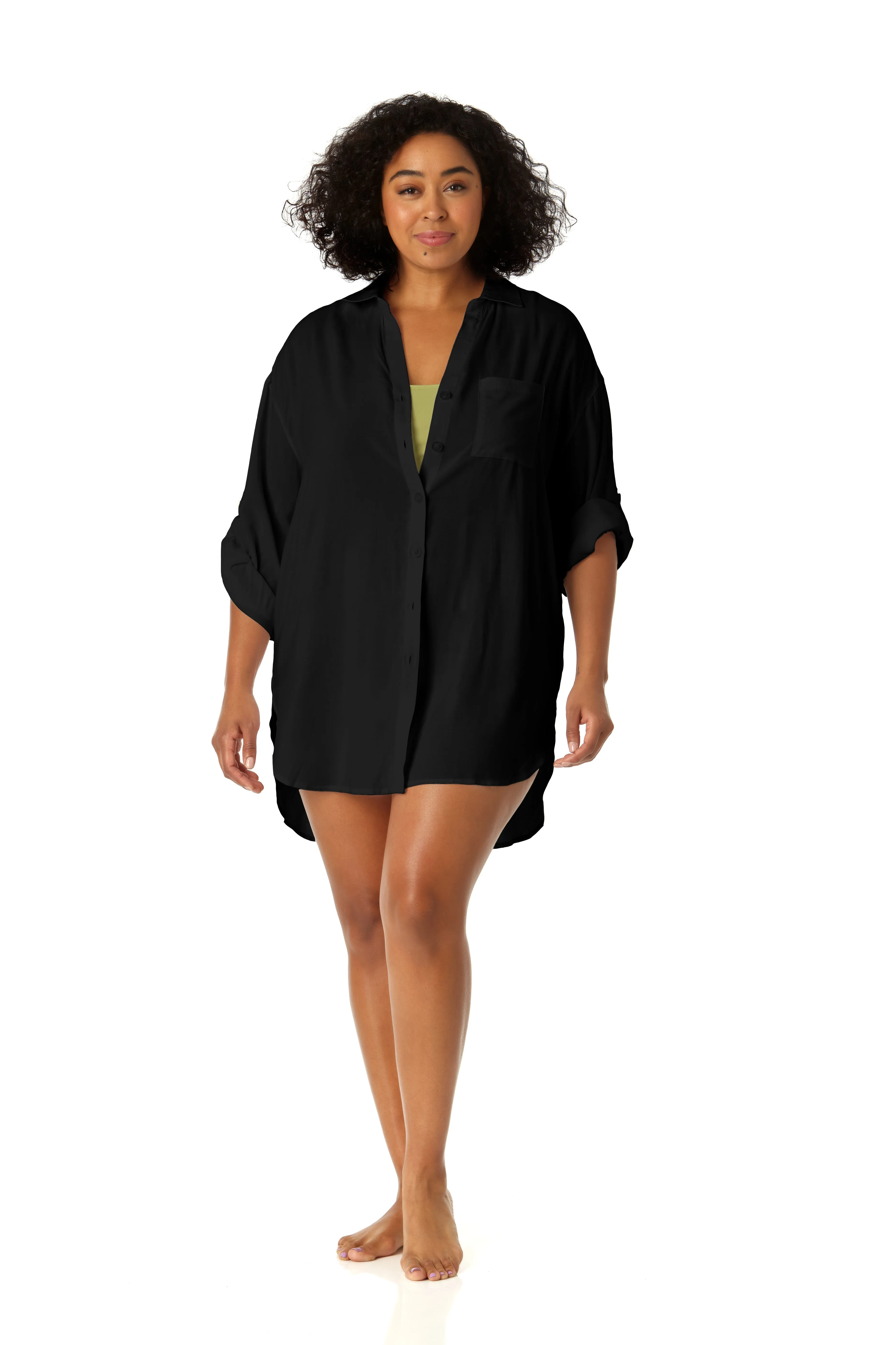 Women's Plus Size Live In Color Button Down Shirt Swimsuit Cover Up sold by Anne Cole product image thumbnail 5
