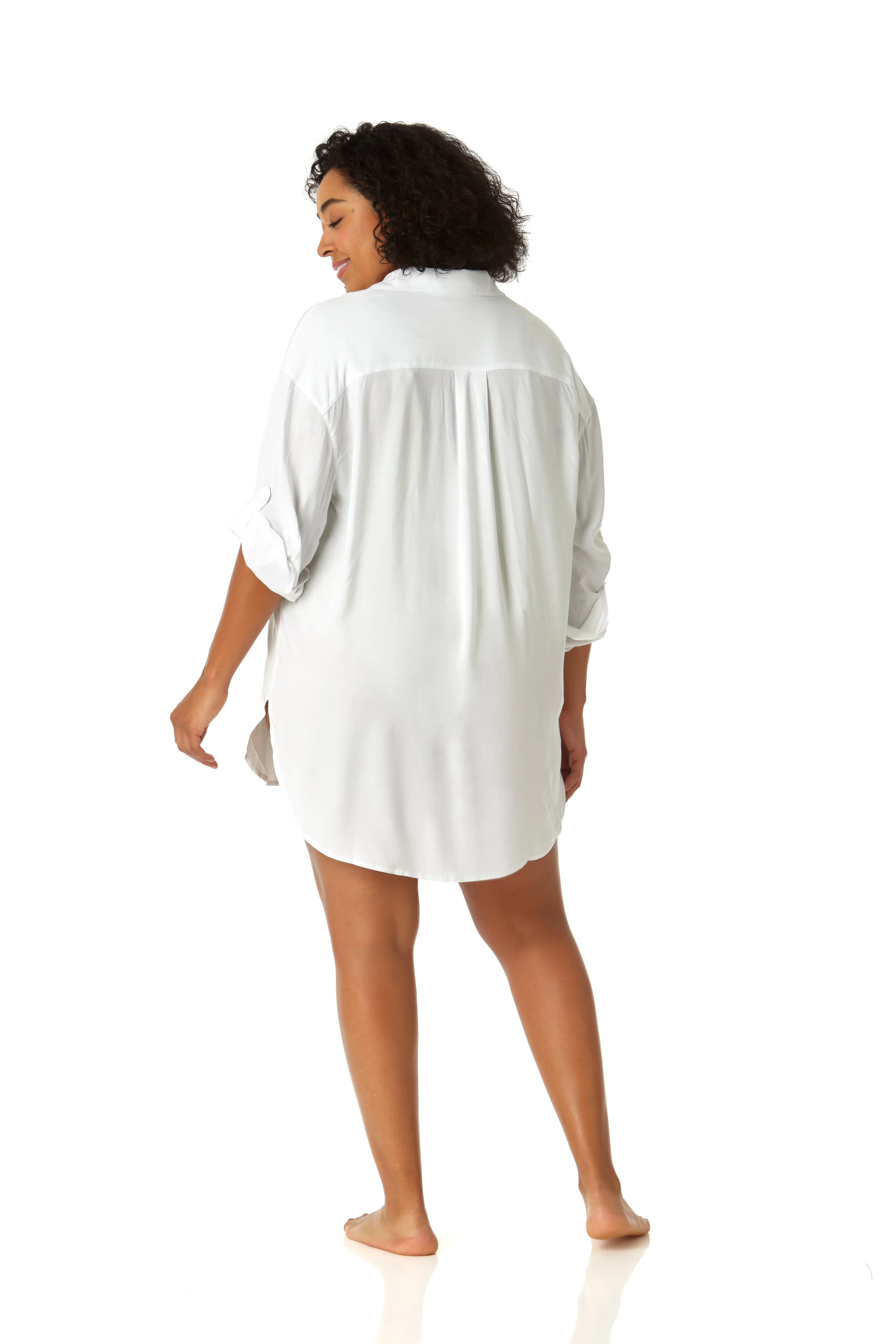 Women's Plus Size Live In Color Button Down Shirt Swimsuit Cover Up sold by Anne Cole product image thumbnail 4