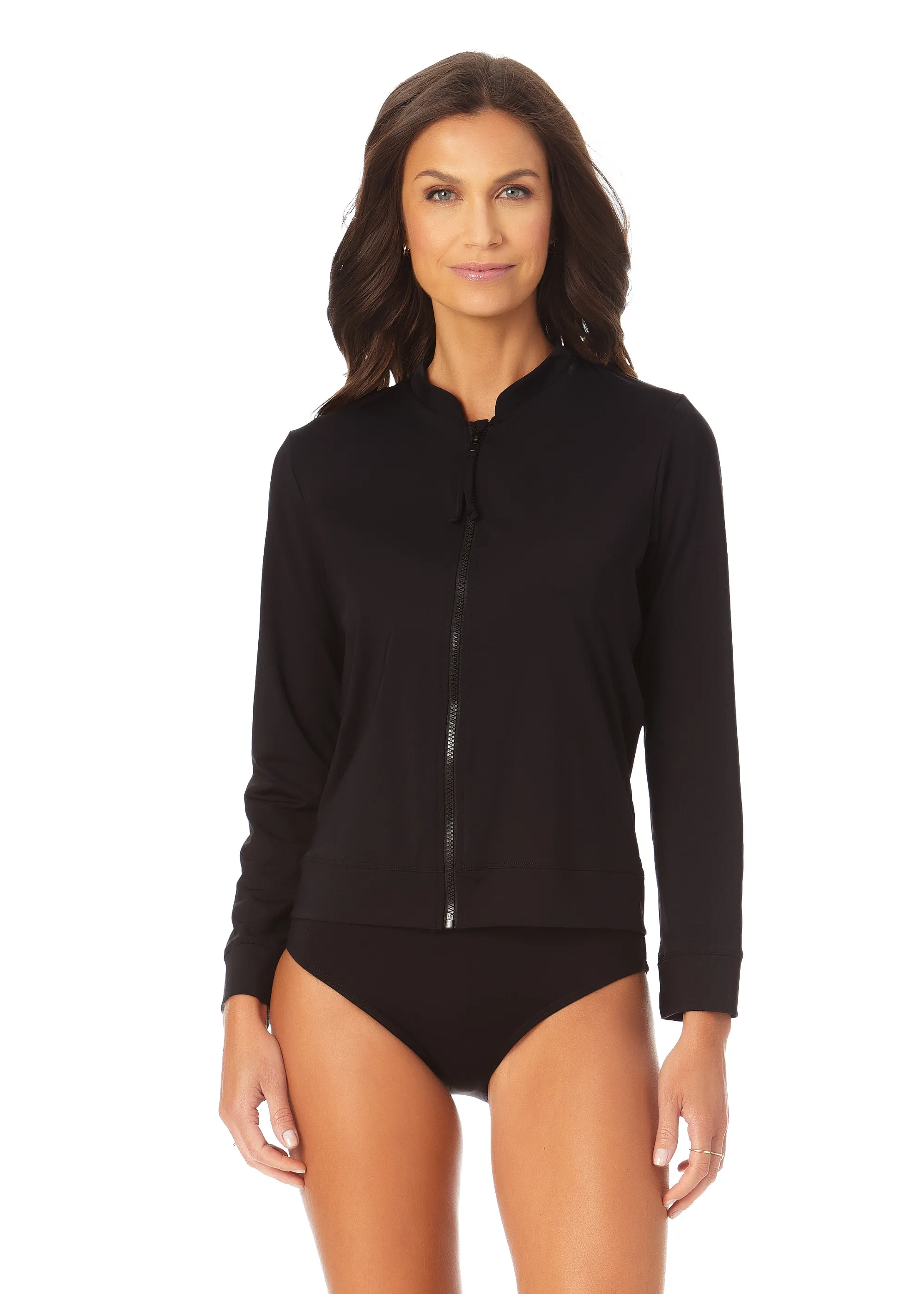 Women's Live In Color Long Sleeve Zip Front Rash Guard Top sold by Anne Cole