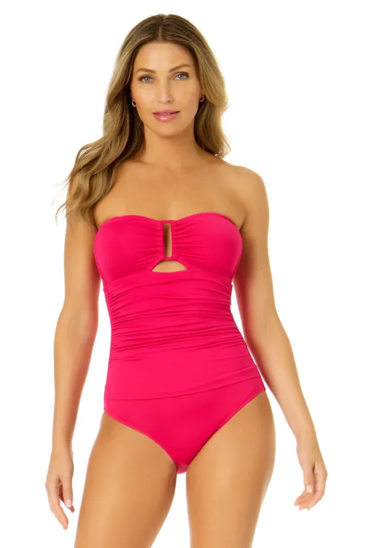 Women's Live In Color Strapless Bandeau Keyhole Shirred One Piece Swimsuit sold by Anne Cole