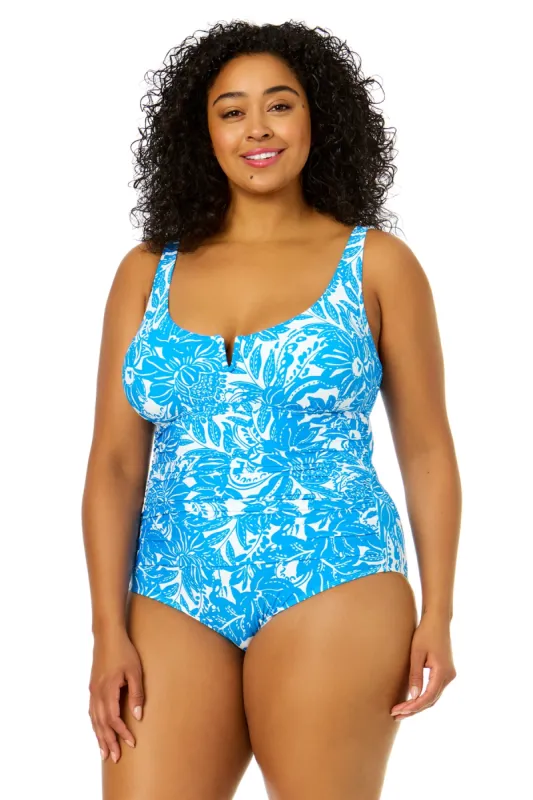Women's Plus Size Midnight Floral V-Wire One Piece Swimsuit sold by Anne Cole