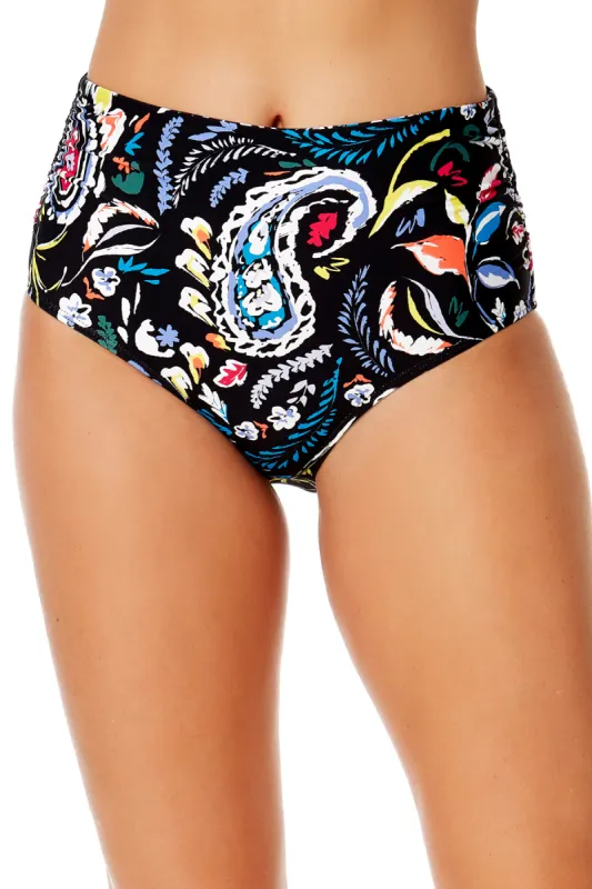 Women's Dance Floor Paisley Fold Over High Waist Shirred Bikini Swim Bottoms sold by Anne Cole