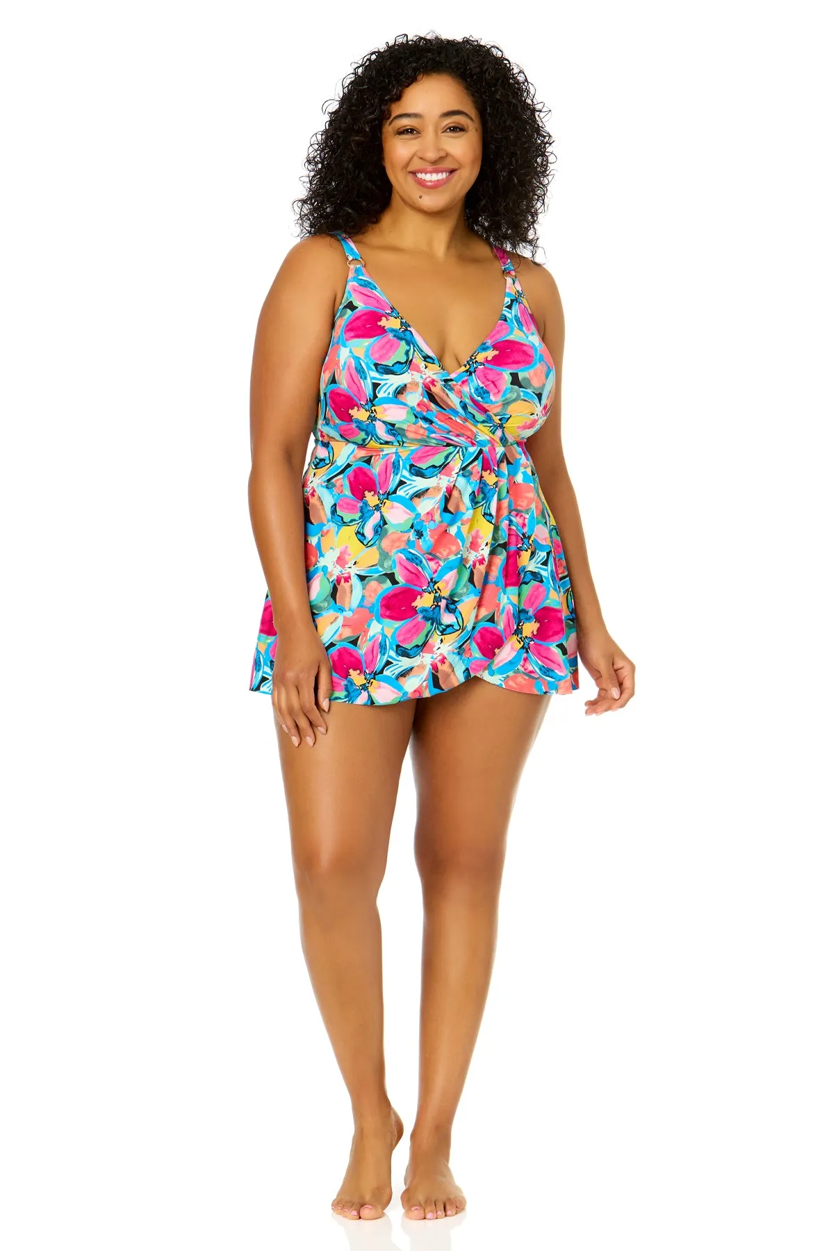 Women's Plus Size Amalfi Floral Swim Dress With Skirted Bottom sold by Anne Cole product image thumbnail 3