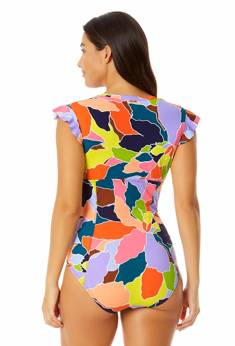 Anne Cole - Women's Flutter Sleeve Zip Up Rash Guard One Piece Swimsuit sold by Anne Cole product image thumbnail 2