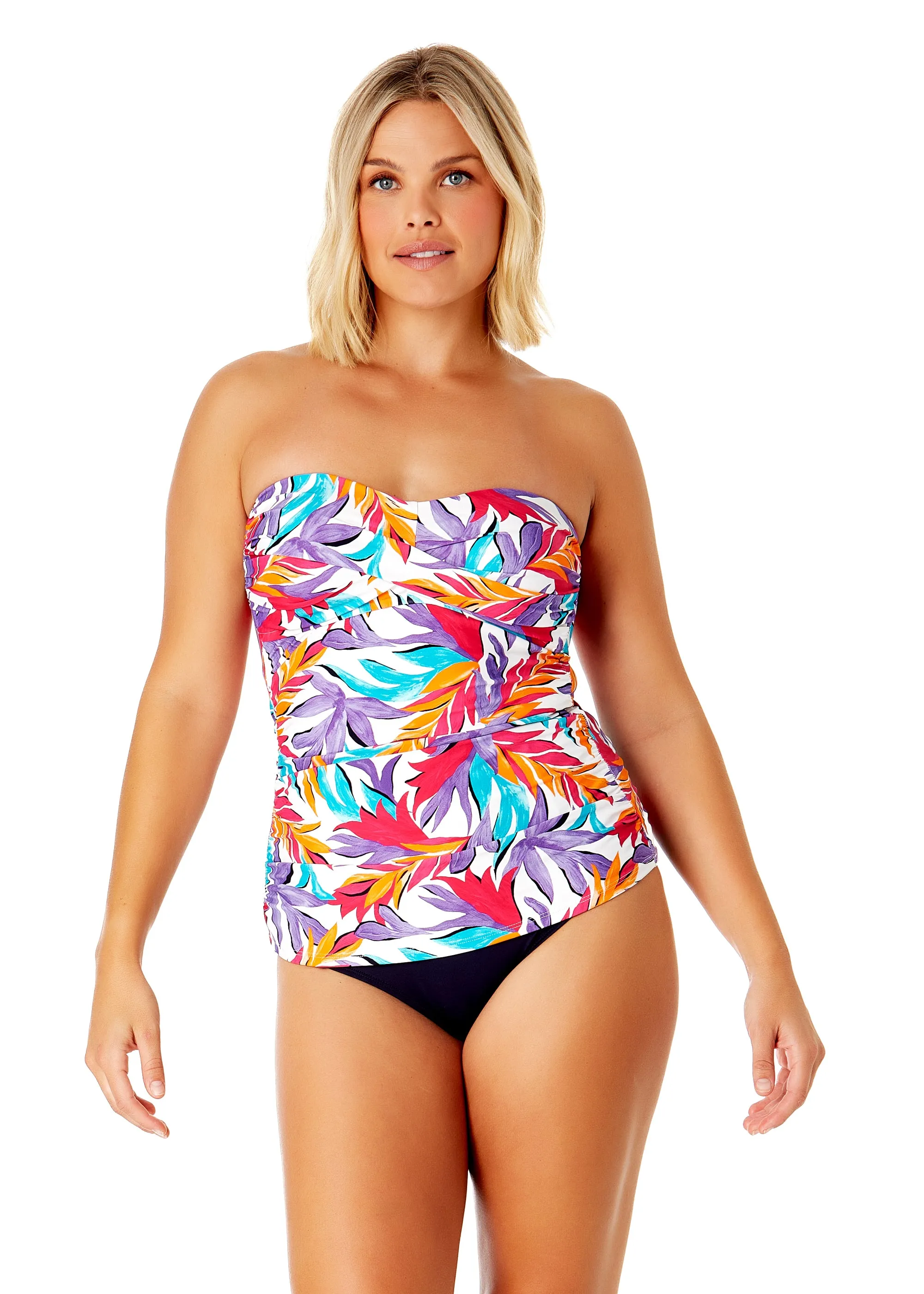 Women's Dance Floor Palm Twist Front Bandeaukini Swim Top sold by Anne Cole