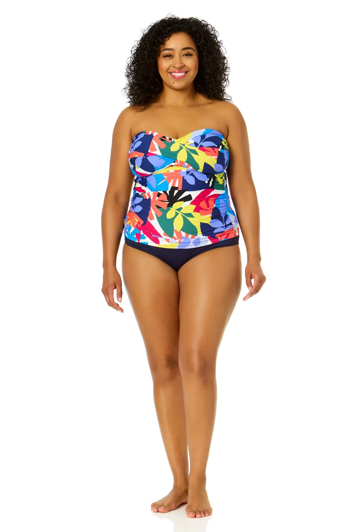 Women's Plus Size Tropic Stamp Twist Front Bandeaukini Swim Top sold by Anne Cole product image thumbnail 4
