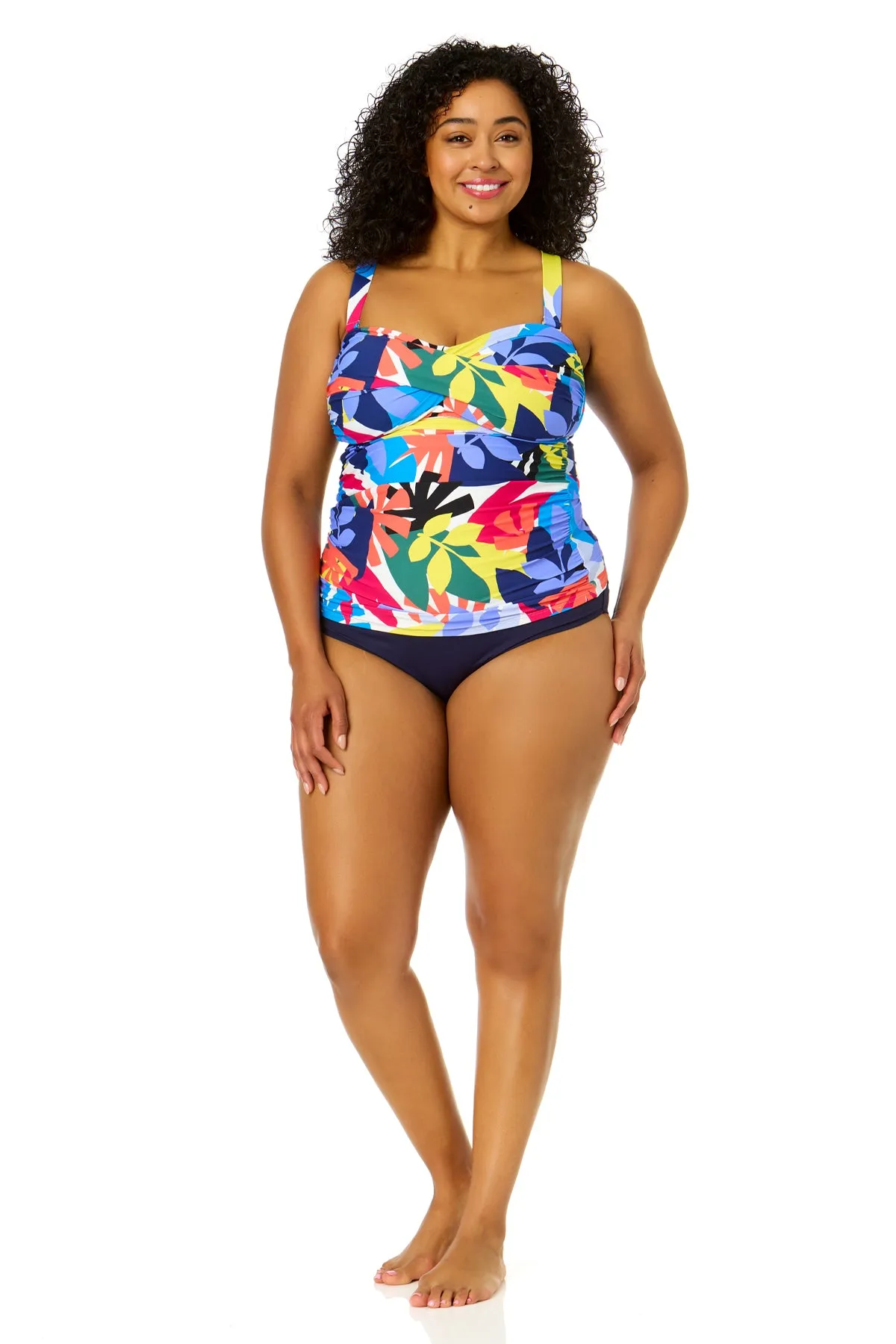 Women's Plus Size Tropic Stamp Twist Front Bandeaukini Swim Top sold by Anne Cole product image thumbnail 3