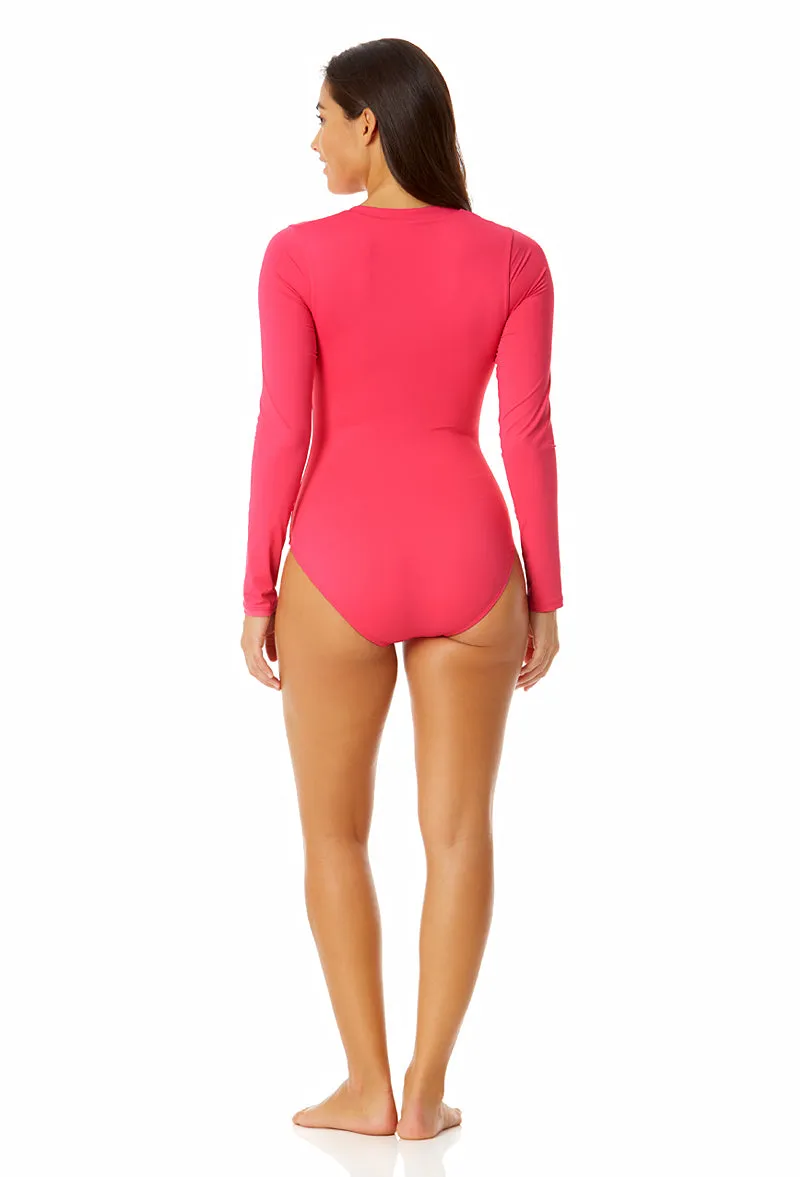 Anne Cole - Women's Long Sleeve Front Zip Rash Guard Swimsuit sold by Anne Cole product image thumbnail 4
