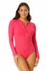 Anne Cole - Women's Long Sleeve Front Zip Rash Guard Swimsuit sold by Anne Cole