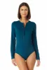 Anne Cole - Women's Long Sleeve Front Zip Rash Guard Swimsuit sold by Anne Cole