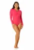 Anne Cole - Women's Long Sleeve Front Zip Rash Guard Swimsuit sold by Anne Cole