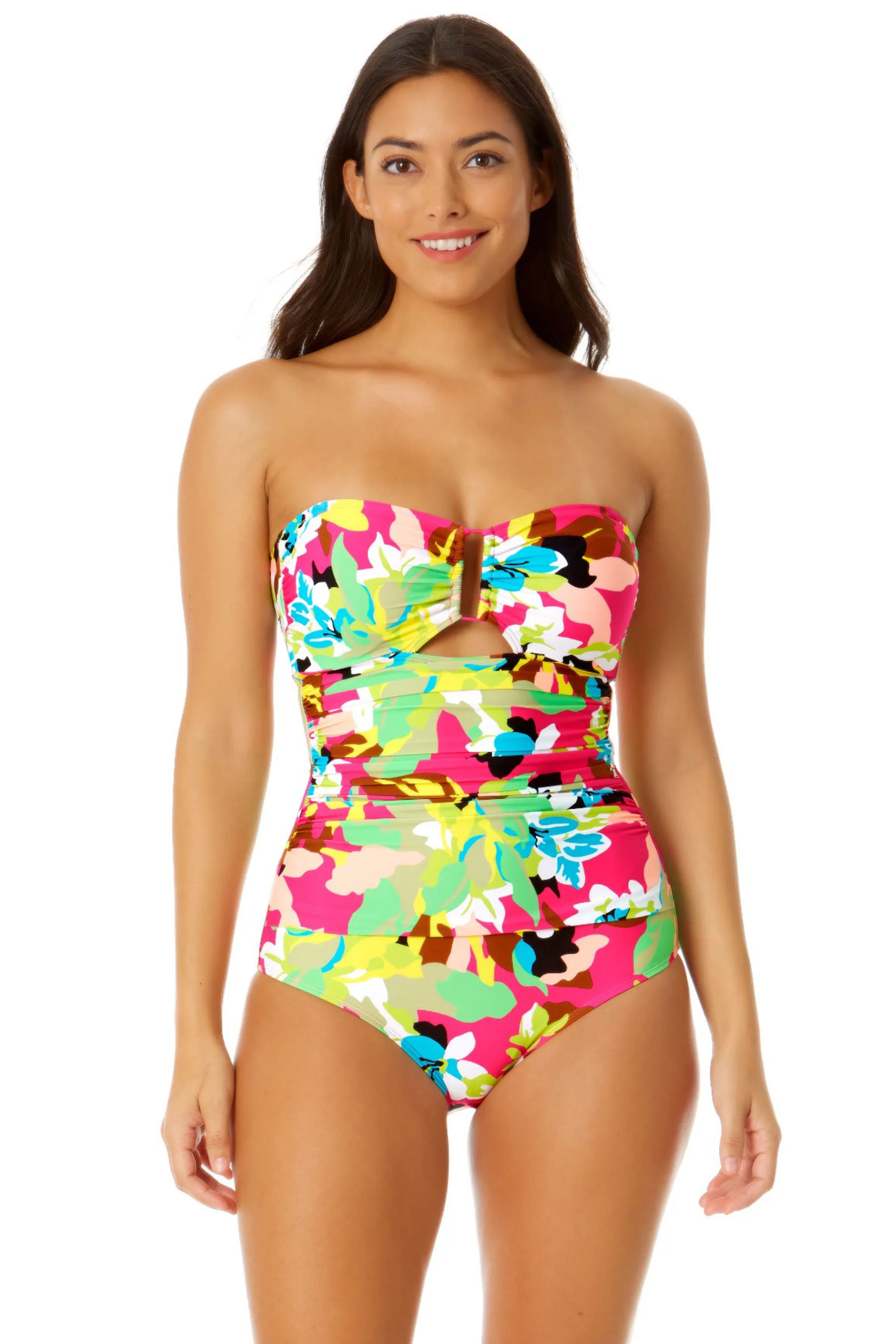 Anne Cole - Women's Strapless Bandeau Keyhole Shirred One Piece Swimsuit sold by Anne Cole