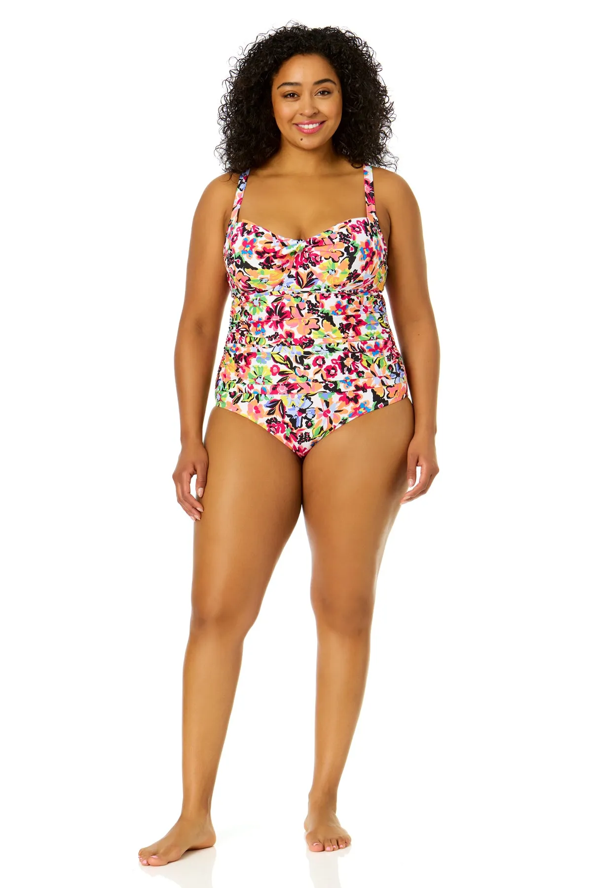 Women's Plus Size Sun Blossom Retro Twist Front Shirred One Piece Swimsuit sold by Anne Cole product image thumbnail 4