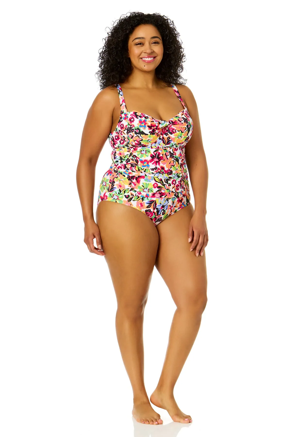 Women's Plus Size Sun Blossom Retro Twist Front Shirred One Piece Swimsuit sold by Anne Cole product image thumbnail 3