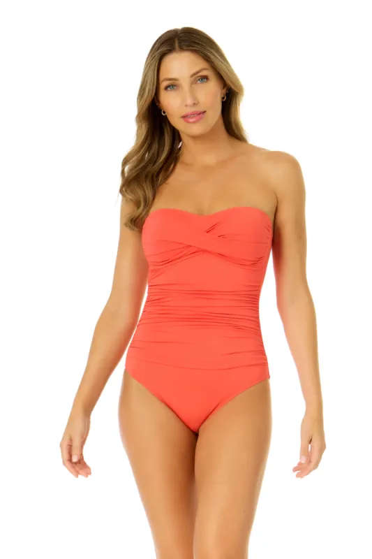 Women's Live In Color Twist Front Shirred One Piece Swimsuit sold by Anne Cole