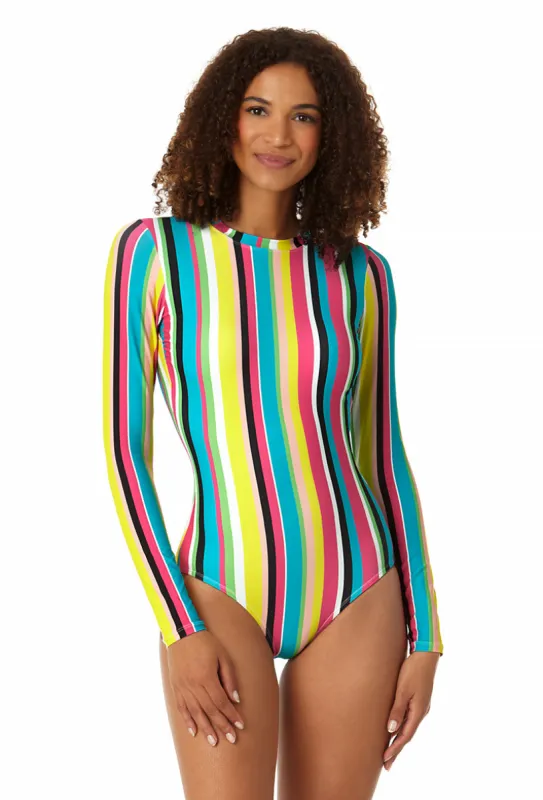 Anne Cole - Women's Long Sleeve Open Back One Piece Rash Guard Swimsuit sold by Anne Cole