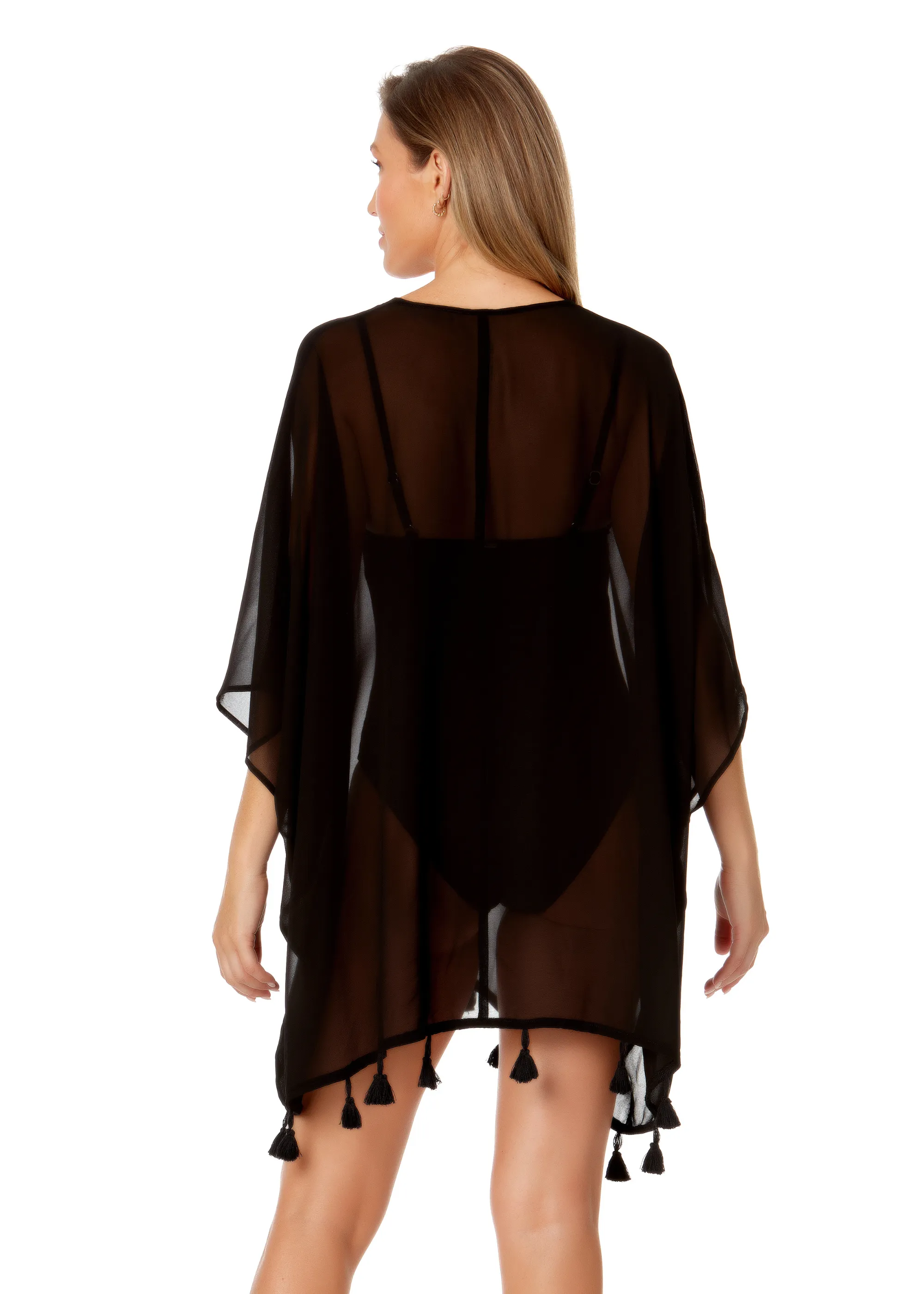 Women's Live In Color Tie Front Kimono With Tassel Cover Up sold by Anne Cole product image thumbnail 2