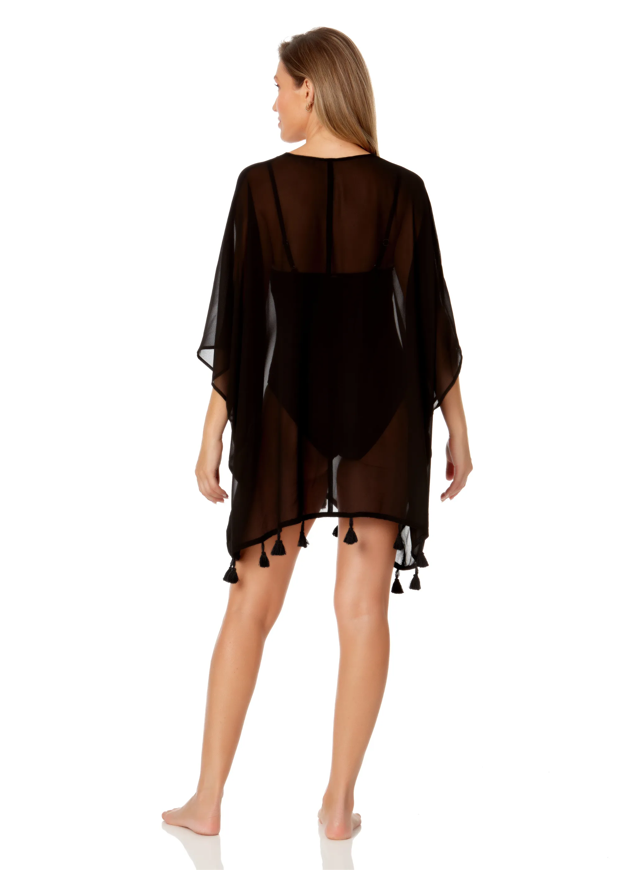 Women's Live In Color Tie Front Kimono With Tassel Cover Up sold by Anne Cole product image thumbnail 4