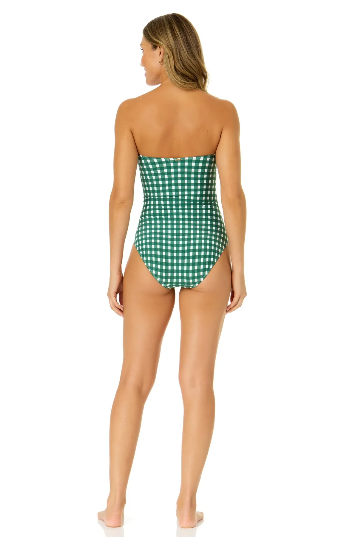 Women's Green Gingham Twist Front Shirred One Piece Swimsuit sold by Anne Cole product image thumbnail 5