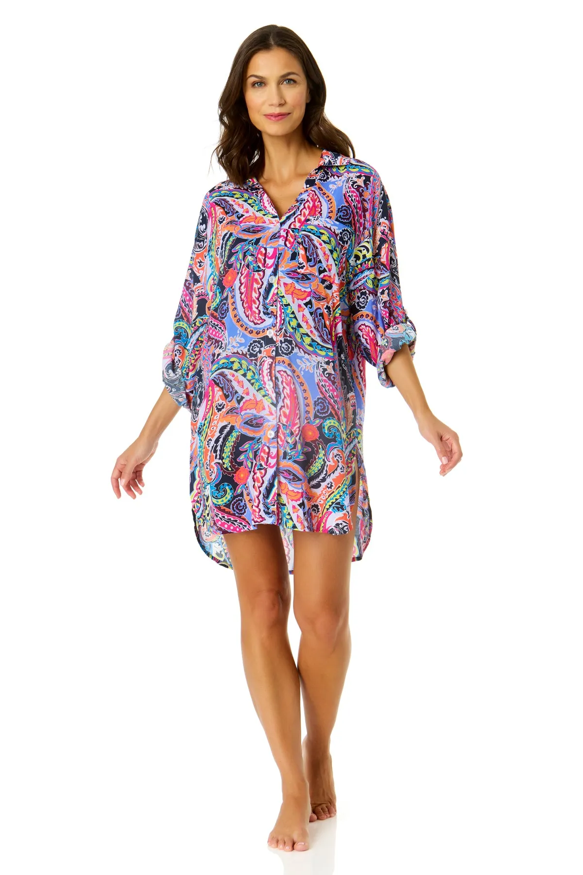 Women's Paisley Parade Button Down Shirt Swimsuit Cover Up sold by Anne Cole product image thumbnail 5