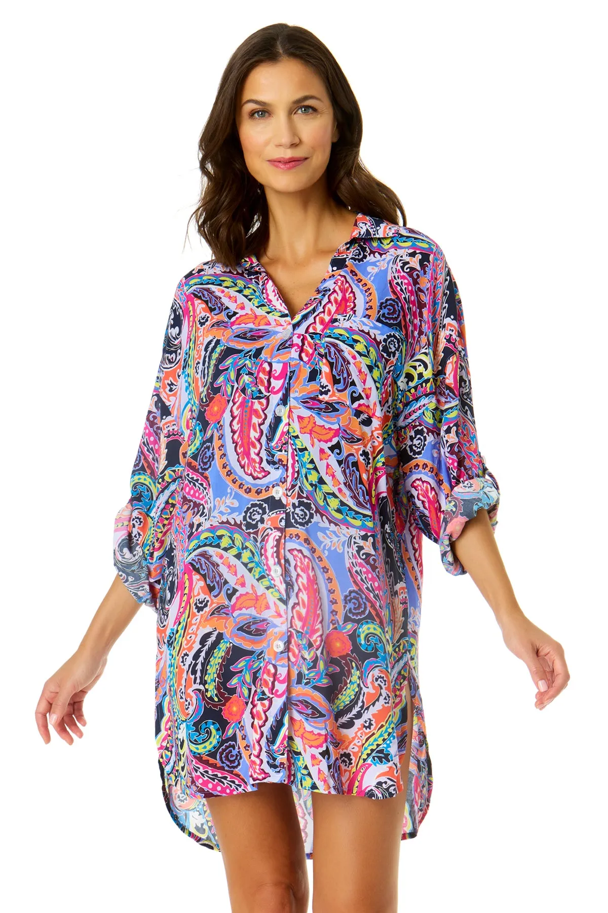 Women's Paisley Parade Button Down Shirt Swimsuit Cover Up sold by Anne Cole