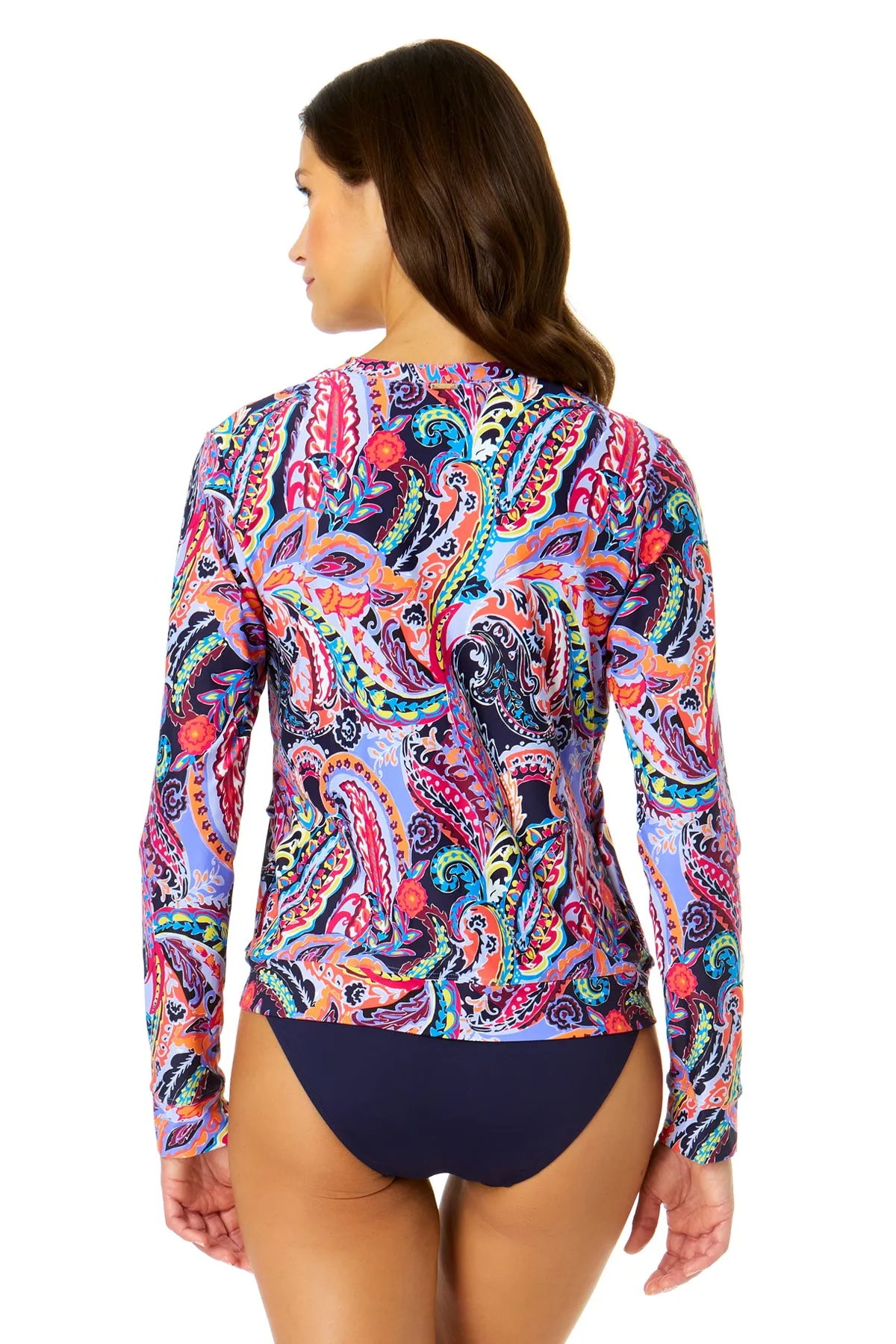 Women's Paisley Parade Long Sleeve Zip Front Rash Guard Top sold by Anne Cole product image thumbnail 2