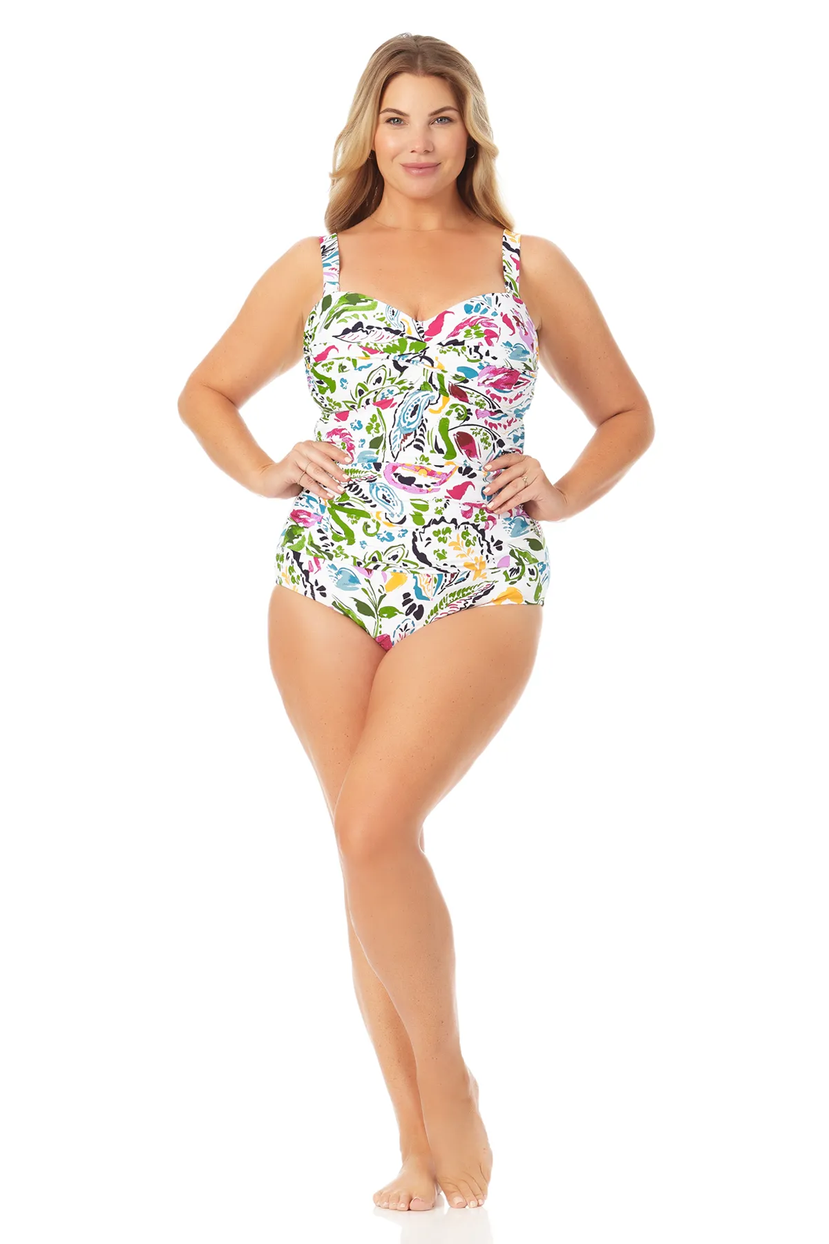 Anne Cole Plus - Twist Front Shirred One Piece Swimsuit sold by Anne Cole product image thumbnail 3