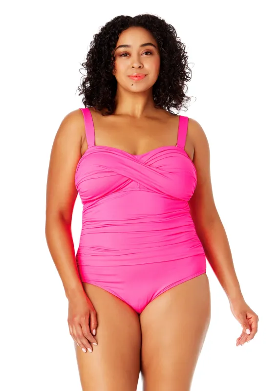 Women's Plus Size Live In Color Twist Front Shirred One Piece Swimsuit sold by Anne Cole