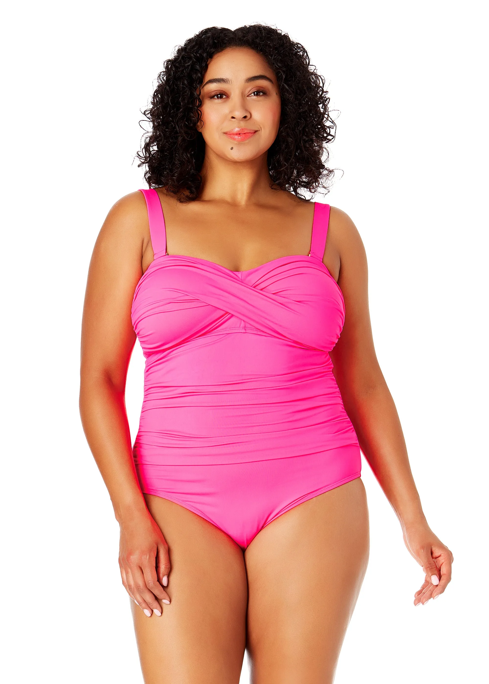 Women's Plus Size Live In Color Twist Front Shirred One Piece Swimsuit sold by Anne Cole